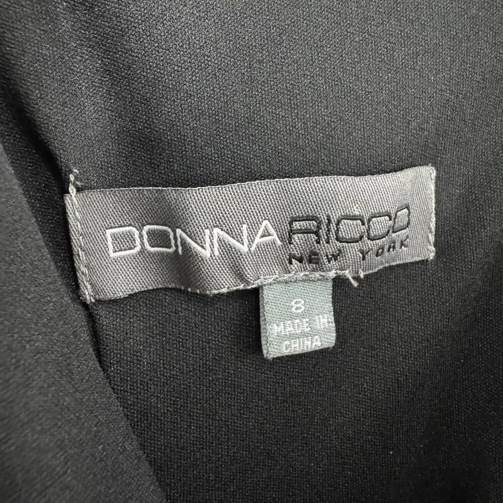 Donna Ricco New York Women’s Size 8 Black Satin V Neck Ruched Front Sheath Dress - Picture 4 of 10